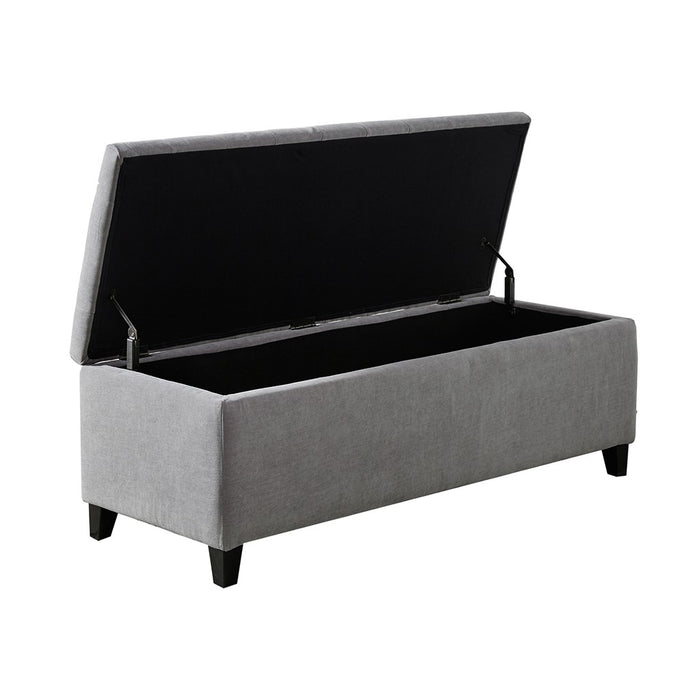 Shandra Grey Tufted Top Storage Bench