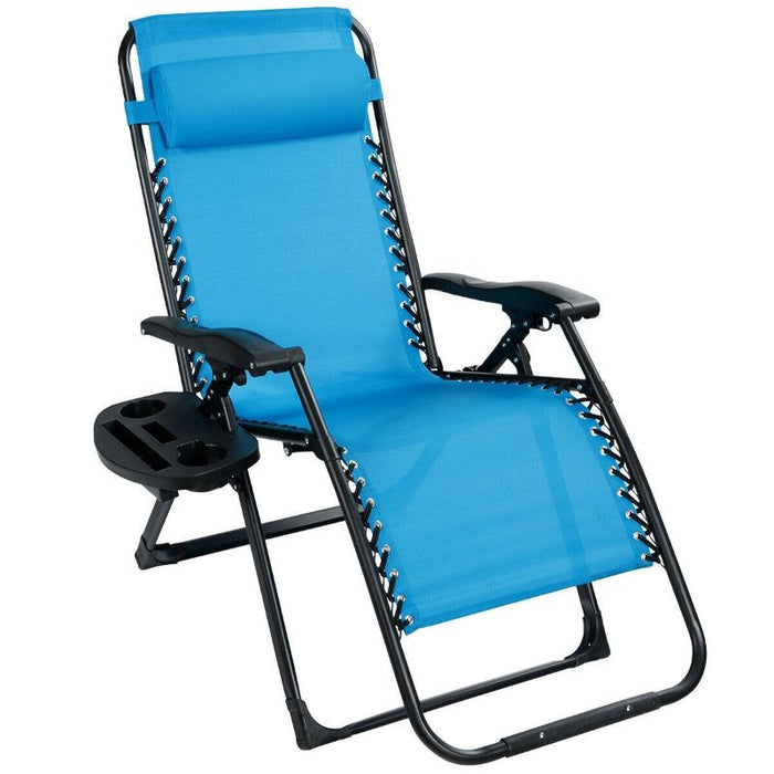 Oversize Lounge and Patio Chair - Heavy Duty  Folding  Reclining - Blue